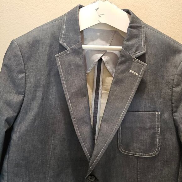 Michael Kors Mens Chambray Two Button Blazer Jacket, Blue, 42 Regular - Picture 3 of 12